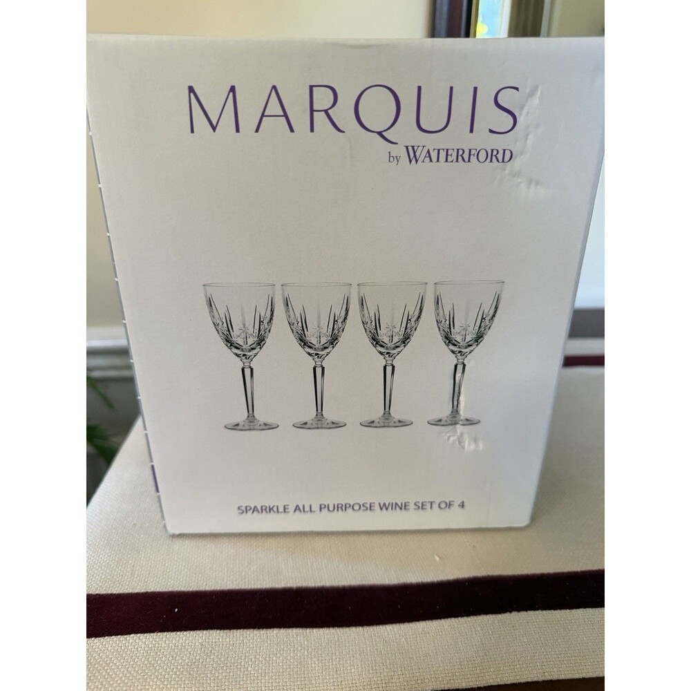 Set Of 4 Marquis by Waterford Sparkle Wine Glasses Made in Italy New In Box